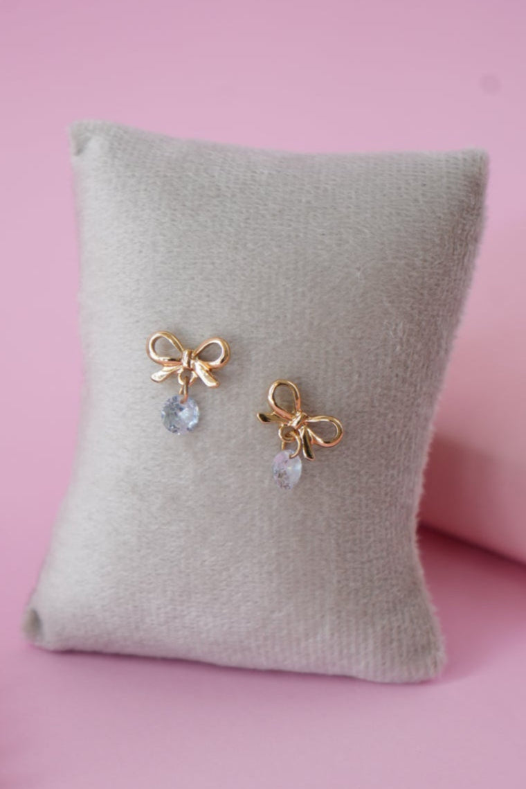 Gold Ribbon Stud Earrings