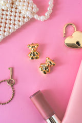 Gold Teddy Bear Stud Earrings