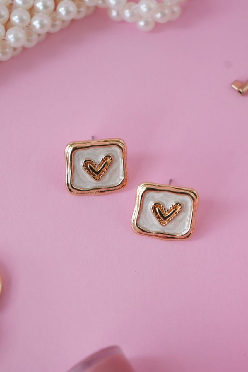 Heart Enamel Stud Earrings