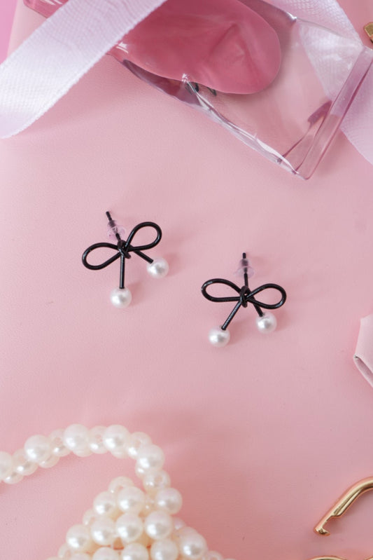 Bow & Pearl Drop Earrings