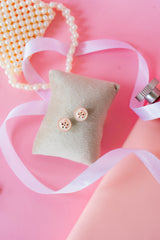 Gold Rim Button Stud Earrings