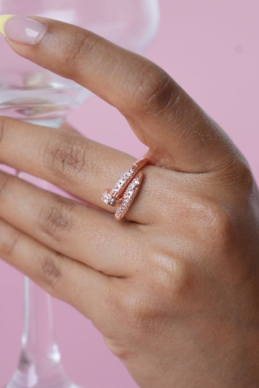 Rose Gold Pave Crossover Ring