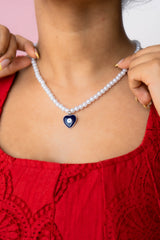 Evil Eye Pearl Heart Neckpiece