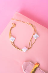 Golden Clover Pearl Bracelet
