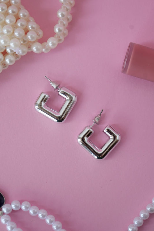 Silver Arc Hoops