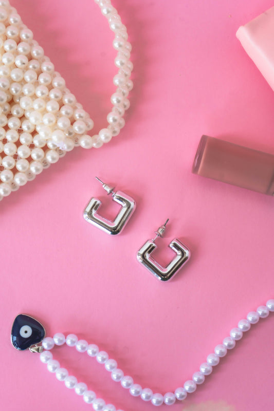 Silver Arc Hoops