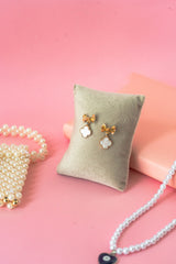 Pearl Clover Bow Earrings