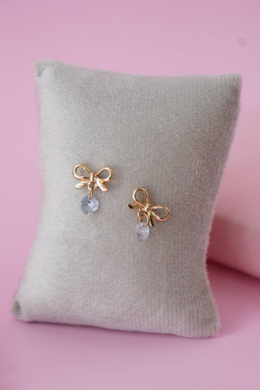 Gold Ribbon Stud Earrings