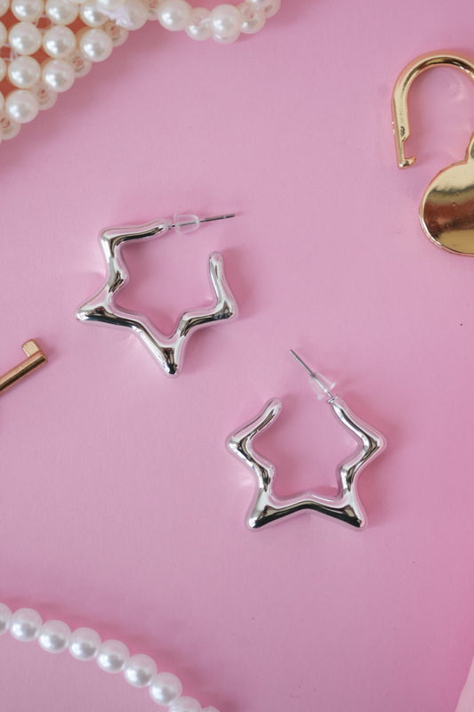 Wavy Star Hoop Earrings