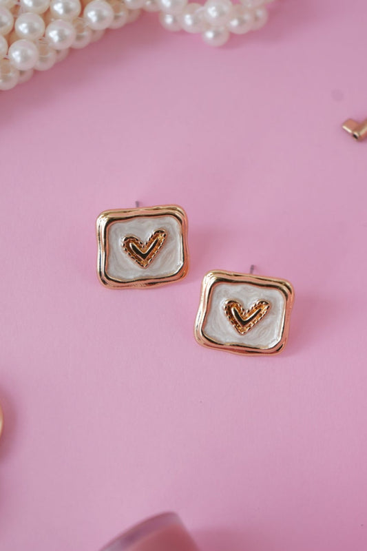 Heart Enamel Stud Earrings