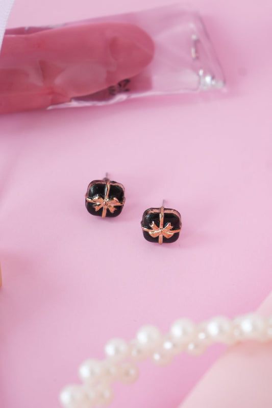 Dainty Bow Stud Earrings (Black)