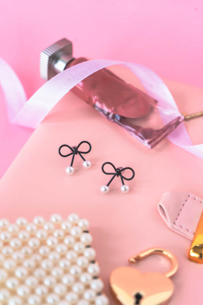 Bow & Pearl Drop Earrings