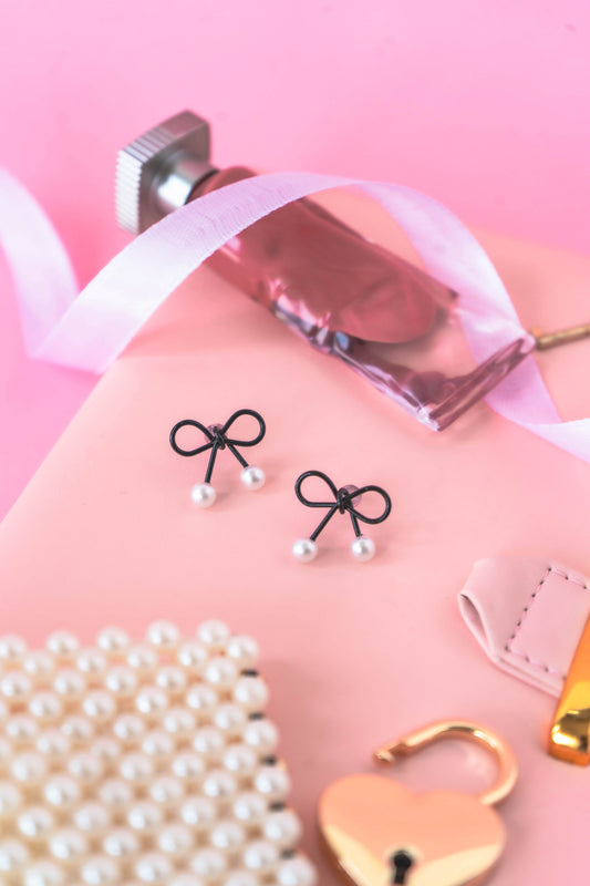 Bow & Pearl Drop Earrings