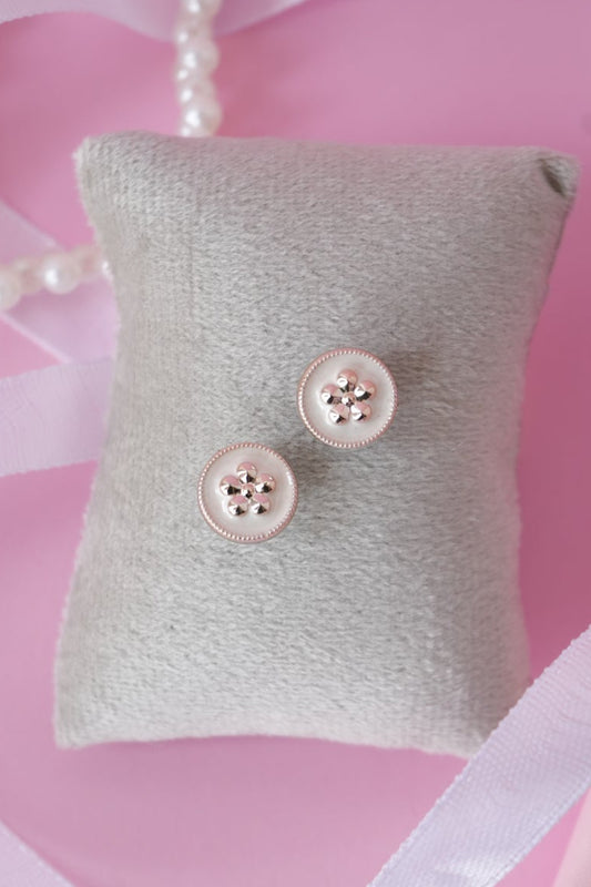 Gold Rim Button Stud Earrings