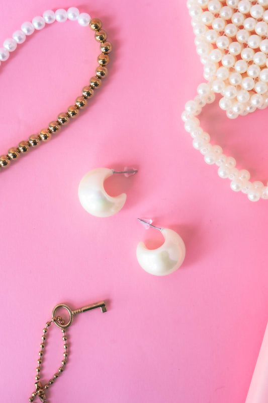 Pearl Half- Hoop Earrings