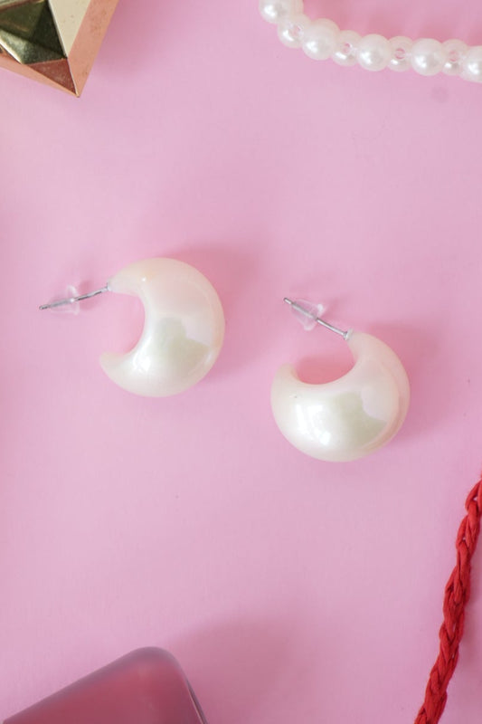 Pearl Half- Hoop Earrings