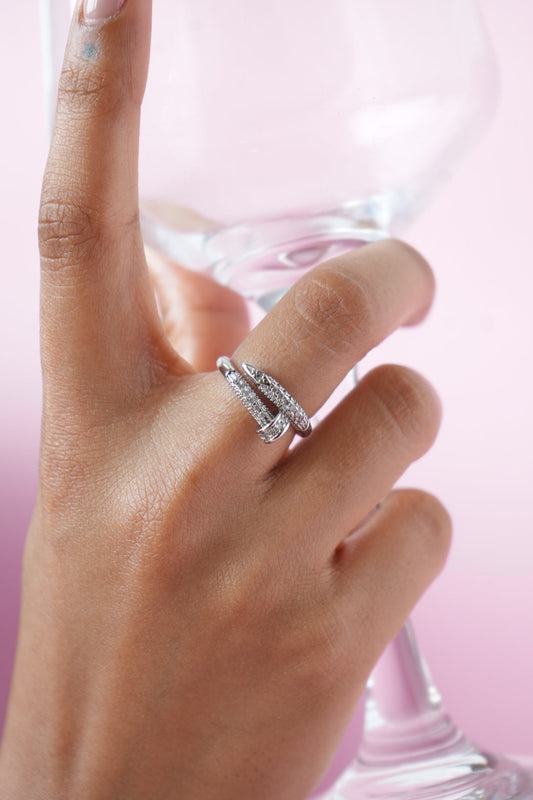 Silver Crossover Ring
