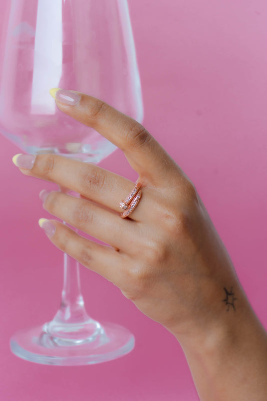 Rose Gold Pave Crossover Ring