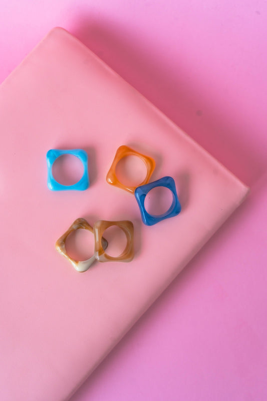 Resin Square Ring Set