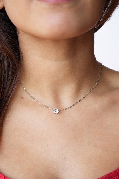 Dainty Solitaire Crystal Necklace