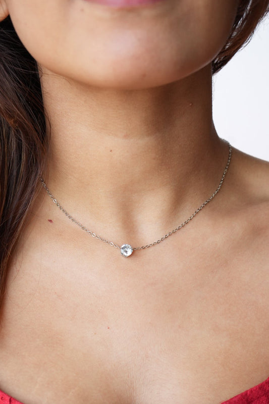 Dainty Solitaire Crystal Necklace